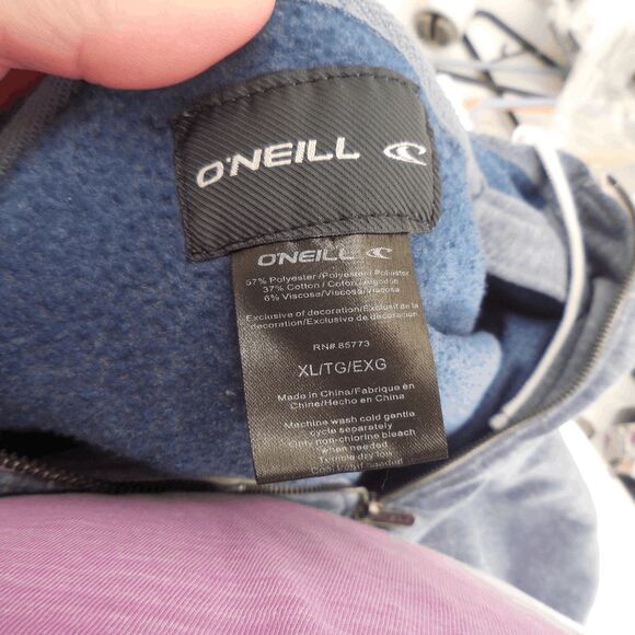 ONeill Mens Hoodie XL Blue Surf Skate Sweatshirt Full Zip Jacket Logo Pockets - Picture 6 of 8